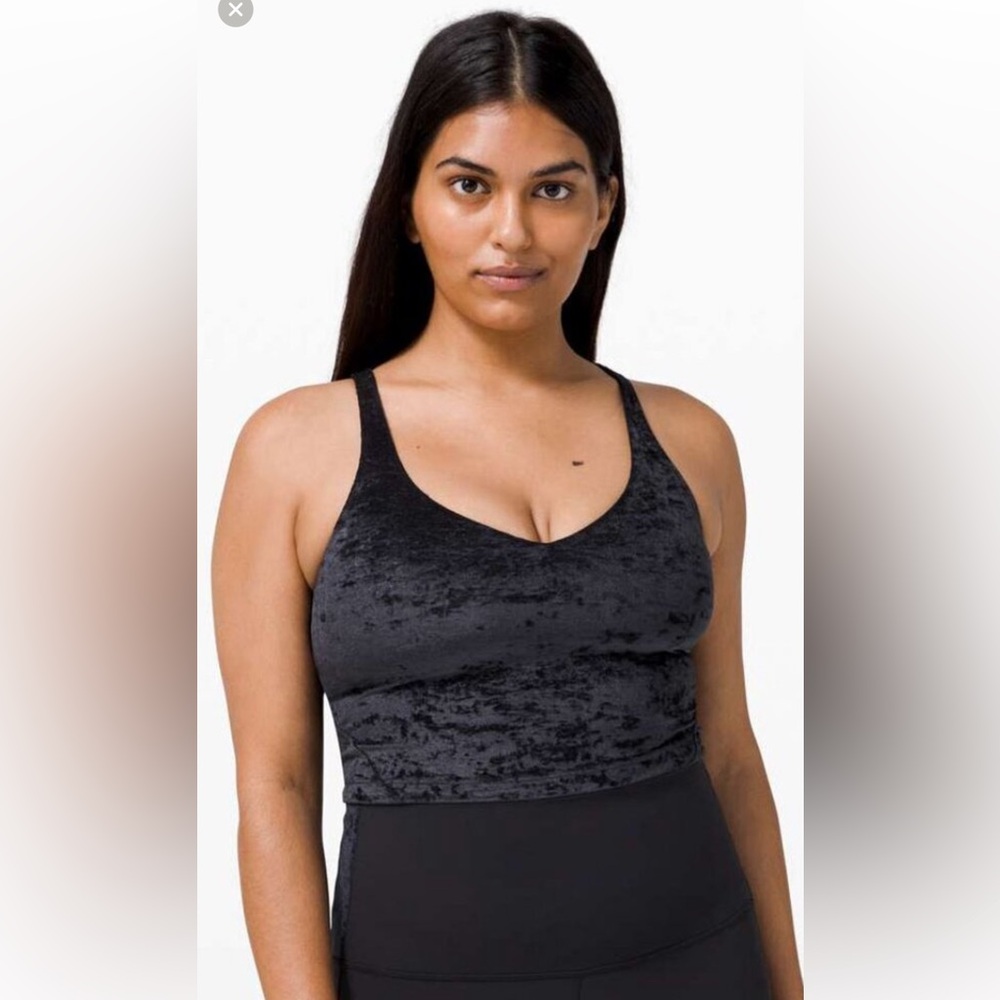 Lululemon Black Crushed Velvet Special Edition Align Cropped Tank Top 4
